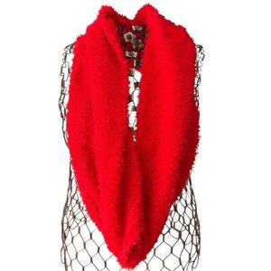 Ruyi Red Warm Fuzy‎ Cozy Infinity Scarf Wrap Holiday Christmas